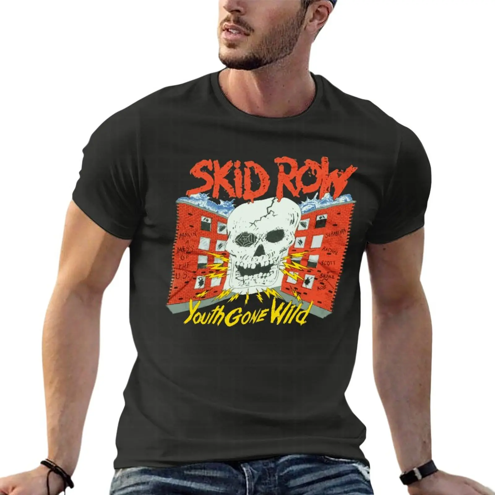 

Skid Row Death Metal Band Oversized T-Shirt Branded Men Clothes Short Sleeve Streetwear Large Size Top Tee