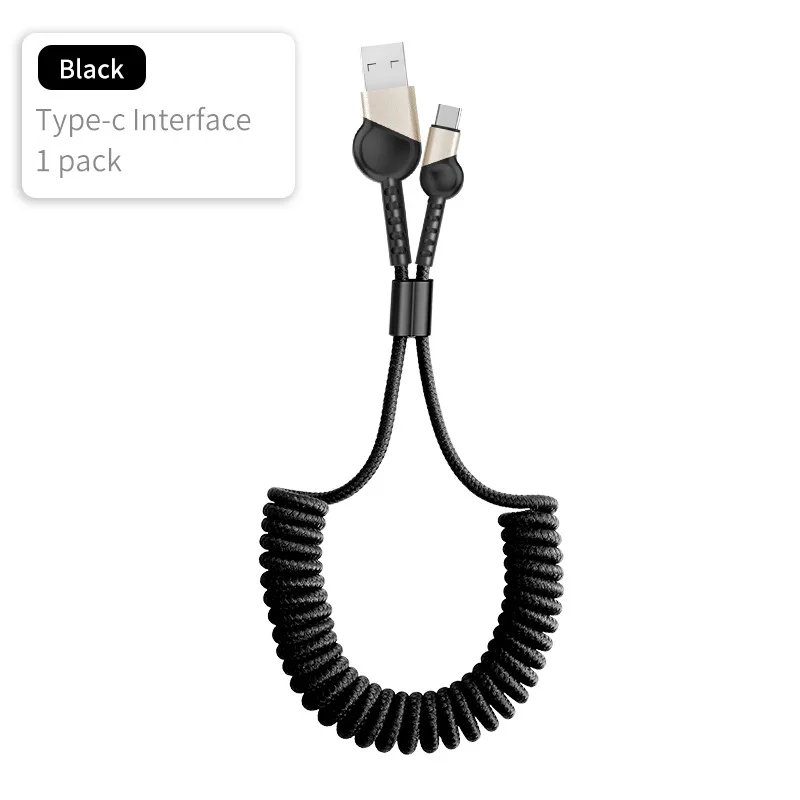 

1.5m Spring USB Cable Type C Cable 2A Fast Charging Wire Kable Data Cord for Samsung Huawei Xiaomi for All USB C Smart Phones