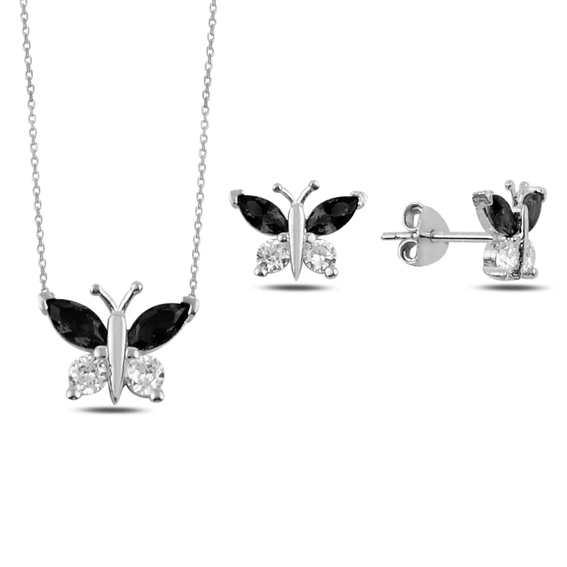 

Silverlina Silver Colorful Zircon Cubic Zirconia Butterfly Set