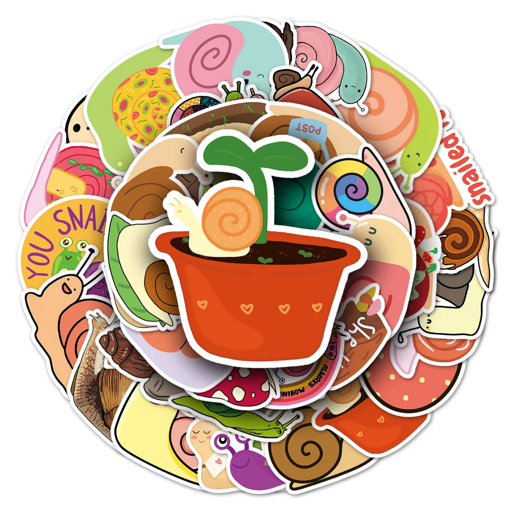 

10/50Pcs Cartoon Color Snail Animal Sticker DIY Waterproof Phone Laptop Skateboard Luggage Guitar Sticker Toys