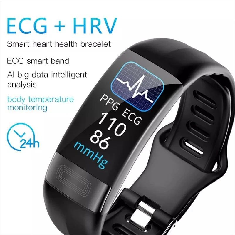 

ECG PPG Blood Glucose Smart Bracelet Body Temperature Blood Pressure Monitor Wirstbands Pedometer Waterproof Fitness Sport Bands