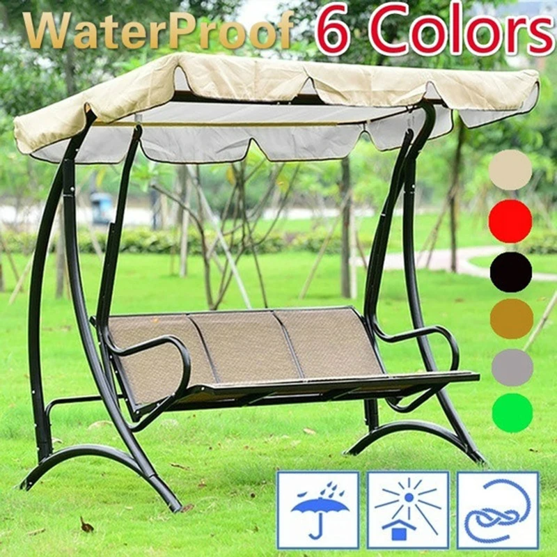 

Outdoor Garden Patio Swing Canopy Seat Top Waterproof Sunshade Cover Replace Solid Color Swing Cover Convenient Dust Cloth