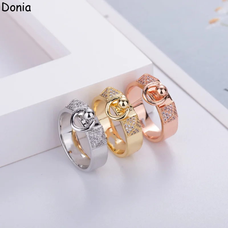 Donia jewelry European and American luxury fashion luxury copper inlaid AAA zircon rivet ring hip hop jewelry ring