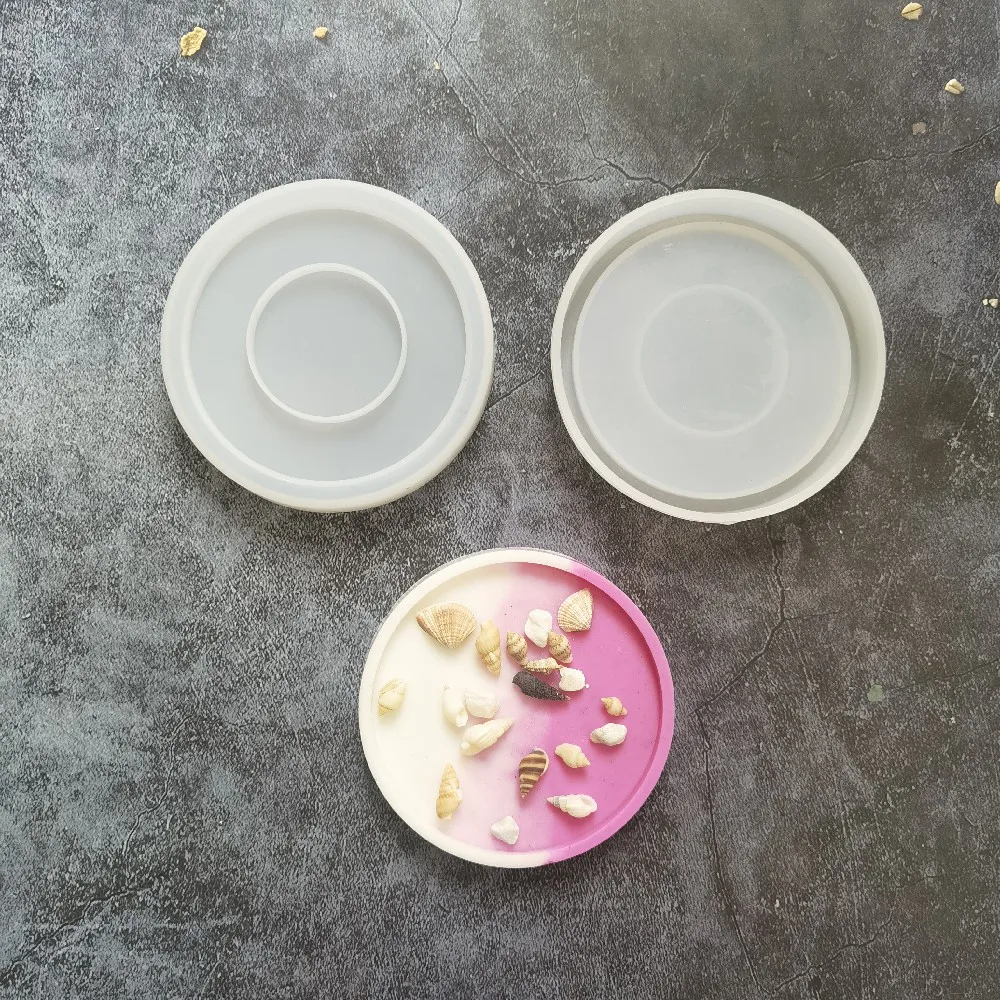 

DIY Crystal Epoxy Mold Homemade Coaster Round Tray Exquisite Mirror Plate Casting Silicone Mold Handmade Jewelry Art Production