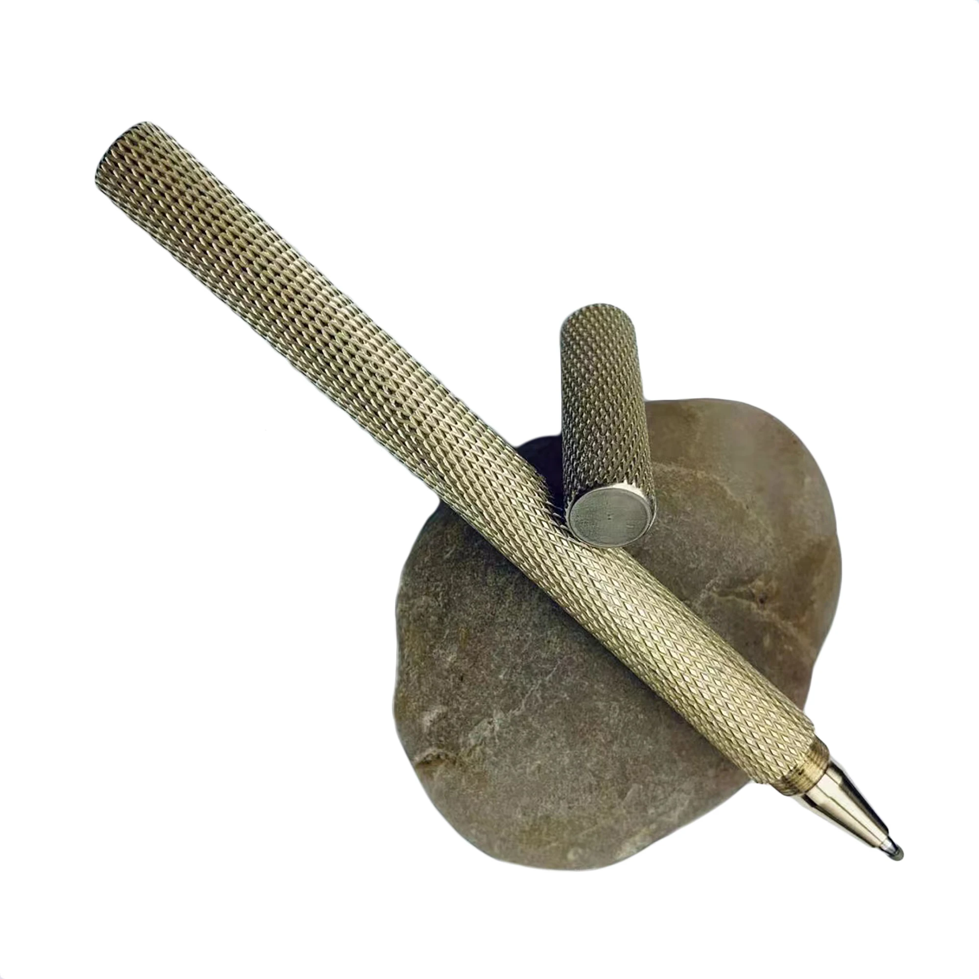 Суперпростая дизайнерская латунная ручка с граненым узором карманная для