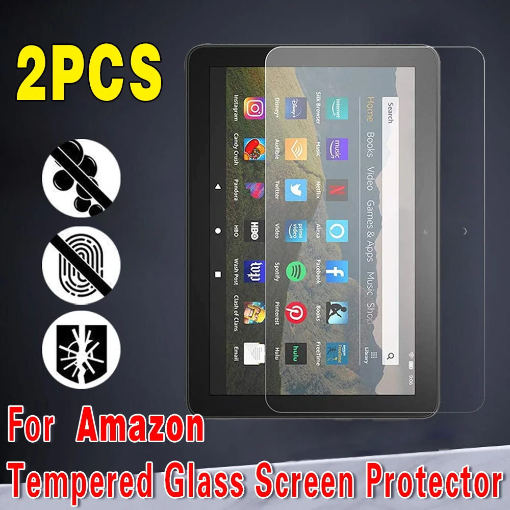 

2Pcs Tempered Glass for Fire 7 10 Kids HD 8 8 Plus/Kids 10th HD 10 10 Plus 9H Anti-fingerprint Full Film Tablet Screen Protector