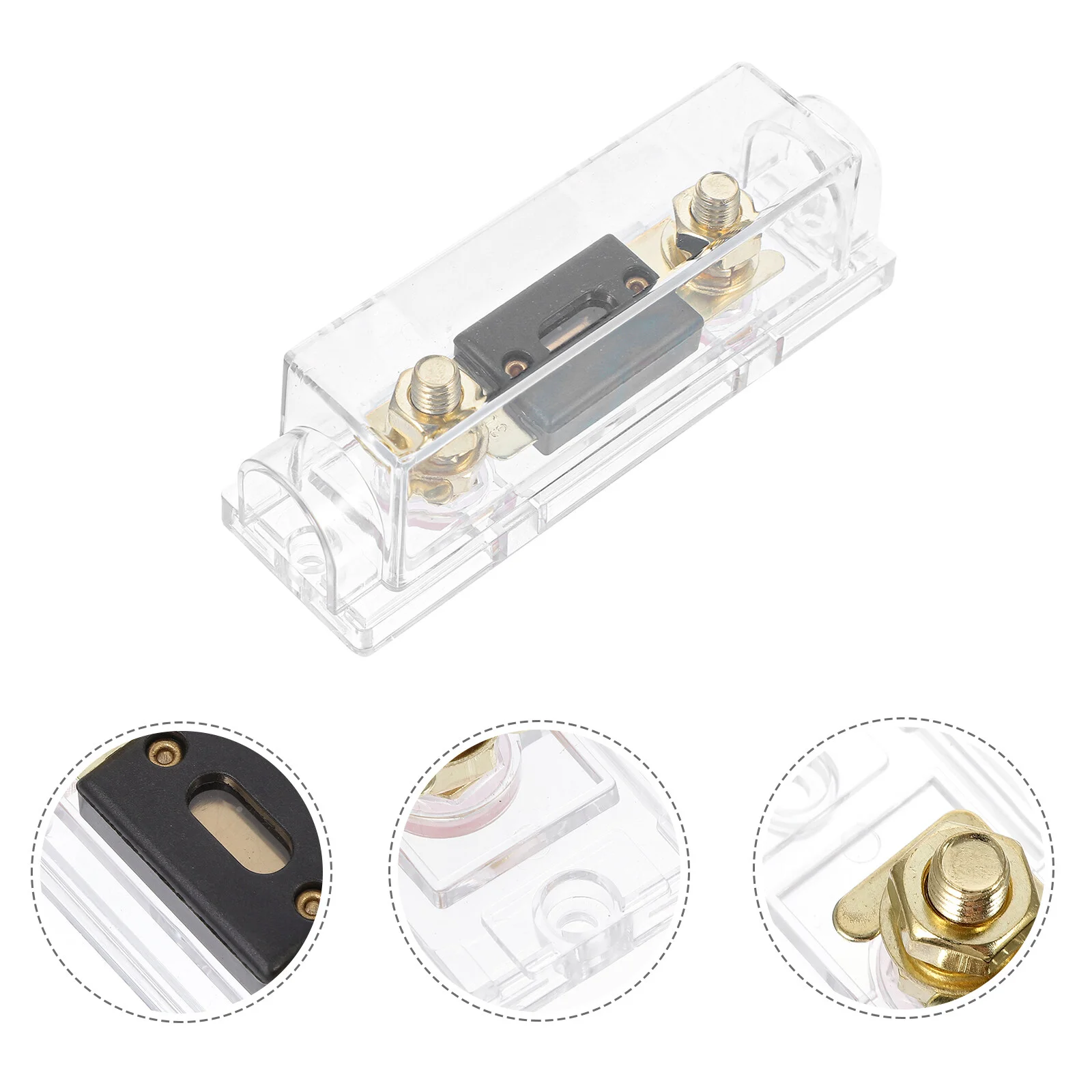 

Clear Shell ANL Fuse Holder with 300A Fuses for Car Audio and Video System