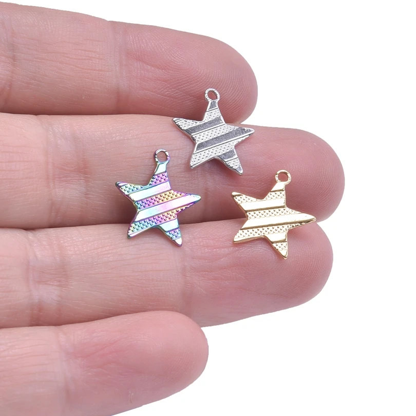 

6pcs Creative Five-pointed Star Charm Pentagram Pendant For Jewelry Making Bulk Stainless Steel Handmade DIY Earrings Neacklace