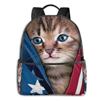 patriotic kitten printed multifunctional mens and womens backpacks business and travel laptop backpacks school bags