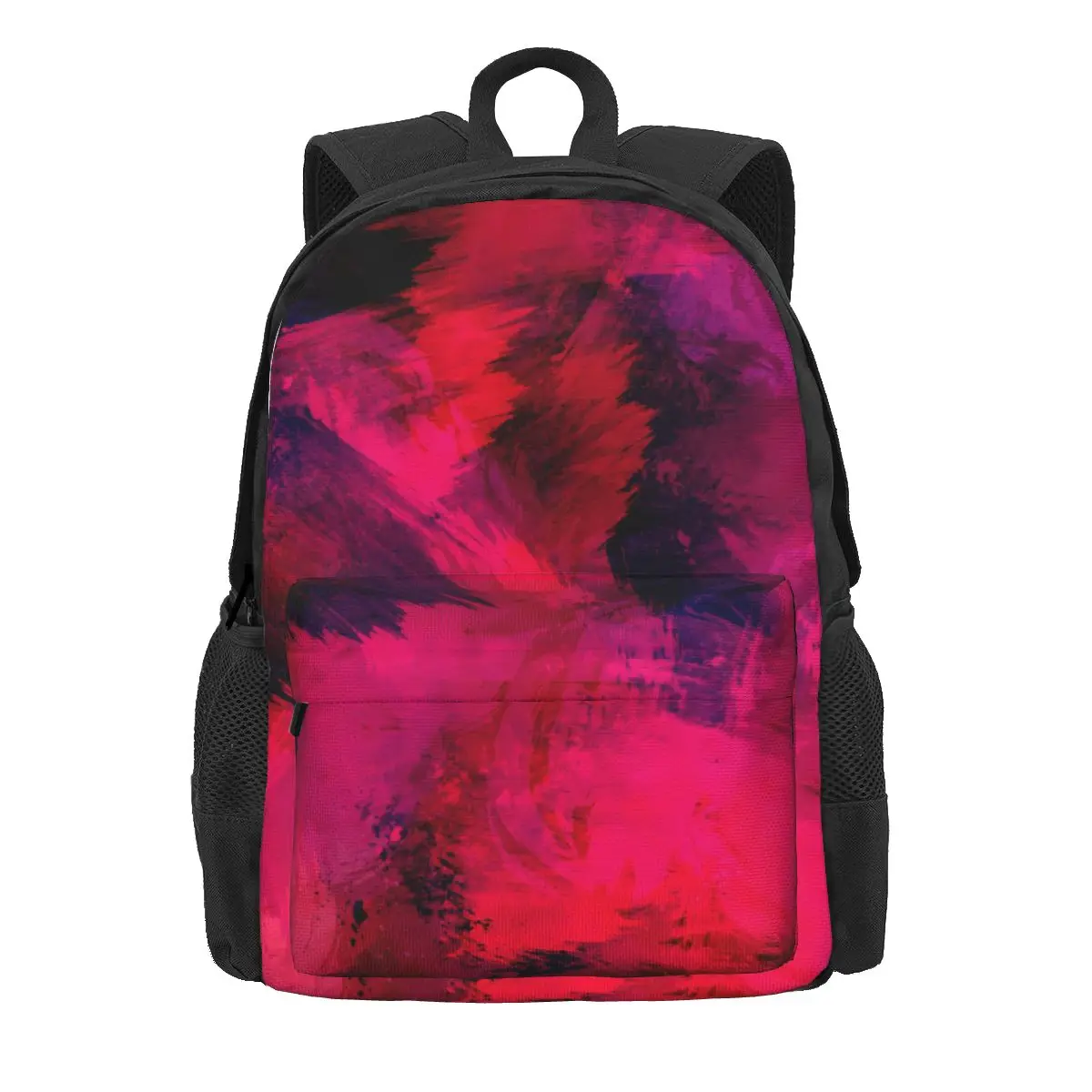 

Brush Print Backpack Teen Red Abstract Painting Durable Backpacks Polyester Kawaii School Bags Travel Custom Rucksack