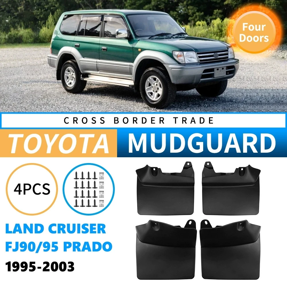 Фото Комплект из 4 передних и задних брызговиков для Toyota Land Cruiser Prado FJ90 1995-2003 (версия седан/туризм) №1