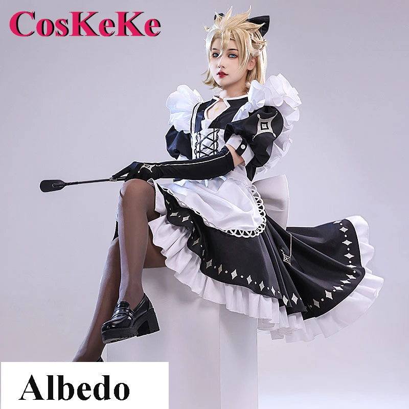 

CosKeKe Albedo Косплей Аниме игра геншин ударопрочный костюм Великолепная Милая горничная Платье для женщин Хэллоуин
