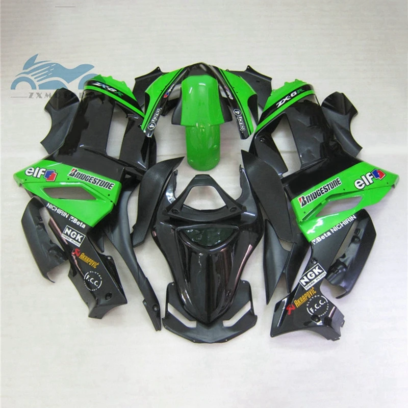 Custom your fairings kit for KAWASAKI Ninja ZX 6R 2007 2008 plastic fairing kits ZX6R ZX636 07 08 green black body repair parts