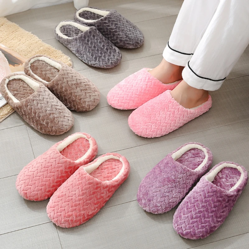 

Handmade Fur Slippers Women Soft Bottom Non-slip Large Size Couple Indoor Cotton Shoes Comfort Flats Pantufa Feminina Pelucia