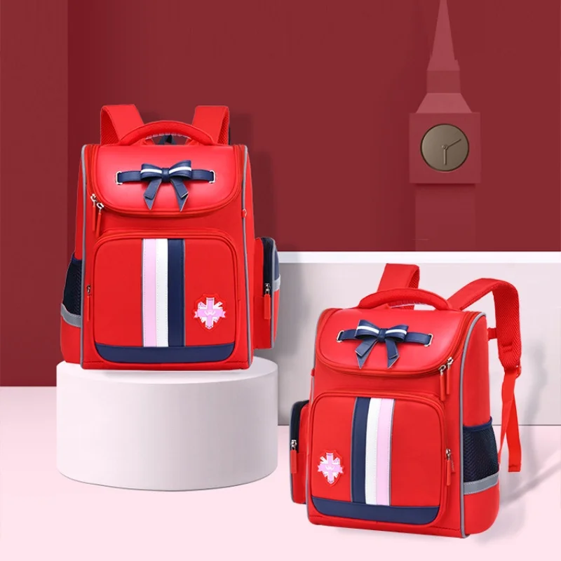 Girls Boys British Style Primary School Students Bow Backpacks New Simple Children Large Capacity Fashion Reflective Schoolbags