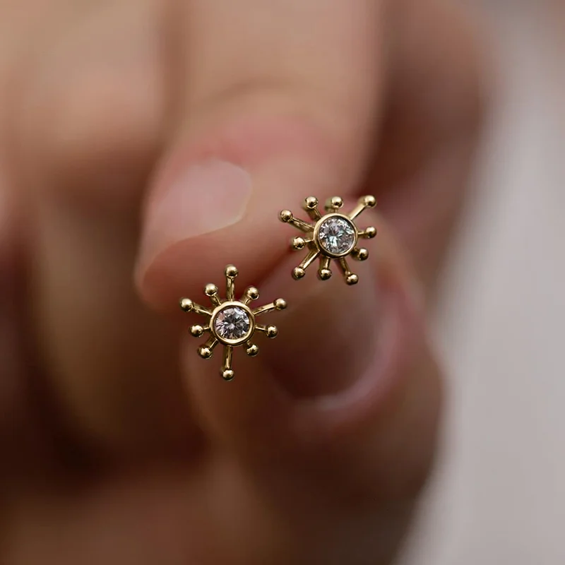 

CAOSHI Small And Beautifully Designed Earrings For Women Silver Color/Gold Color Accessories With Dazzling CZ Delicate Jewelry