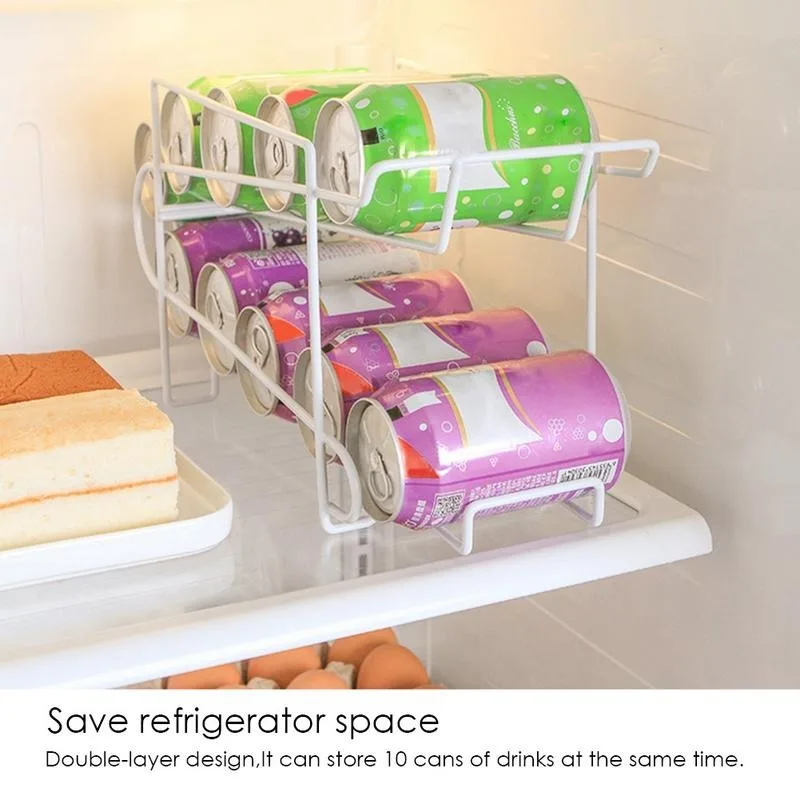 

Refrigerator Drink Storage Holder Iron Rack Can Beer Beverage Soda Dispenser Rack Holder Organizer Storage