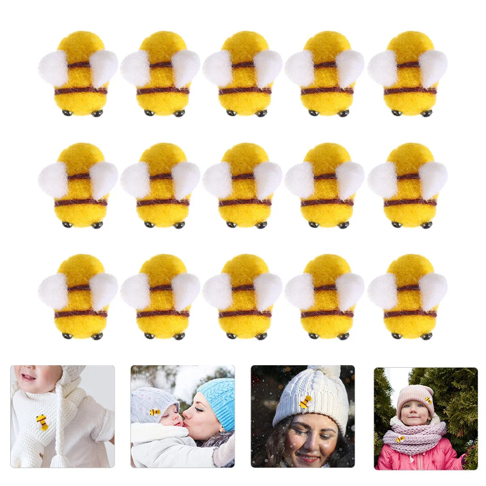 

15 Pcs Wool Decorations Pom Pom Trim Wool Felt Balls Children's Jewelry Wool Felt Bee Soft Mini Plush