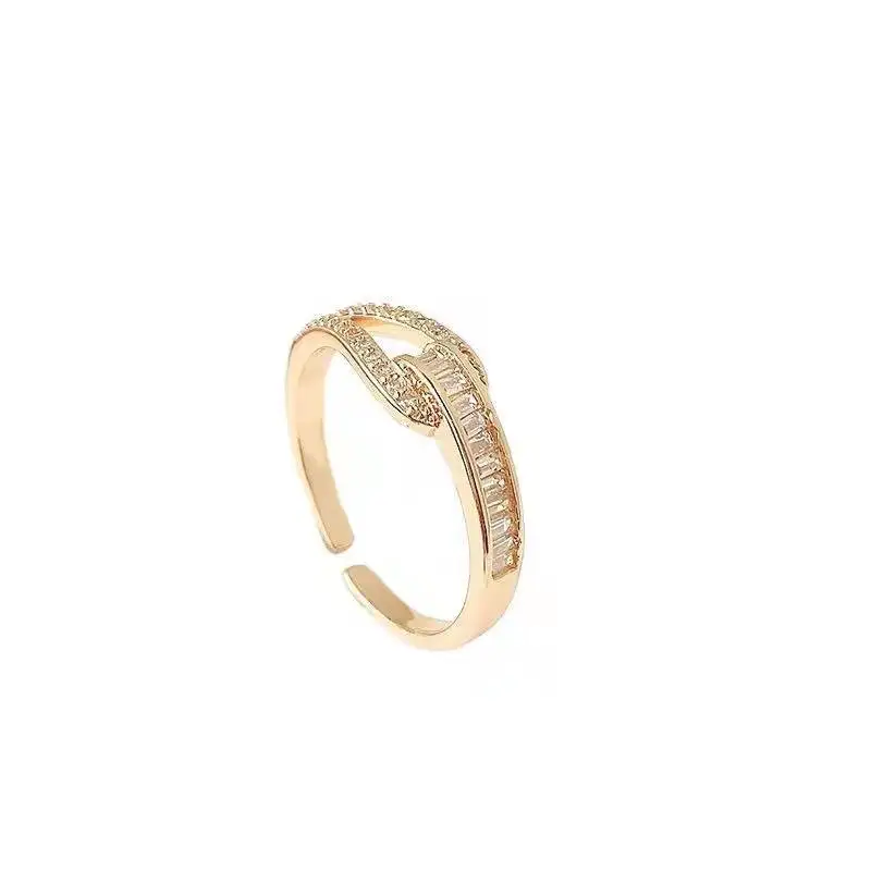 

Sexy Zircon Open Ring Luxury Senior Female Ins Niche Design Fashion Index Finger Ring Simple Jewelry