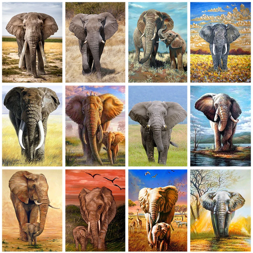

Miaodu 5D DIY Diamond Painting Elephant Full Round Diamond Embroidery Animals Mosaic Rhinestone Pictures Home Decor Art