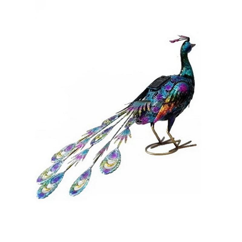 

Statue Antique Painted Solar Light Peacock Light With Iron Art Solar Hollow Peacock Lawn Garden Decoration Light