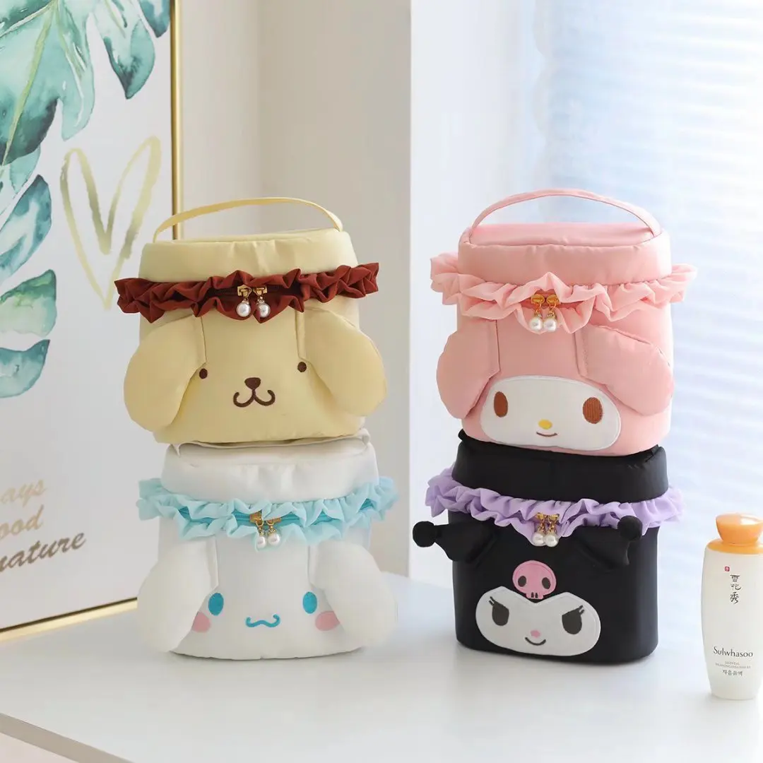 

Cute Cartoon Melody Kuromi Cinnamoroll Lace Large Capacity Portable Cosmetic Case Storage Bag Sundries Bag Cosmetic Bag