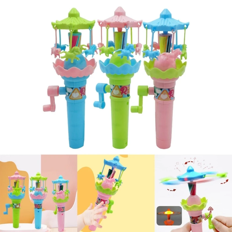

Interactive Hand Crank Merry-Go-Round Toy for Kids with Animal Pendants DropShipping