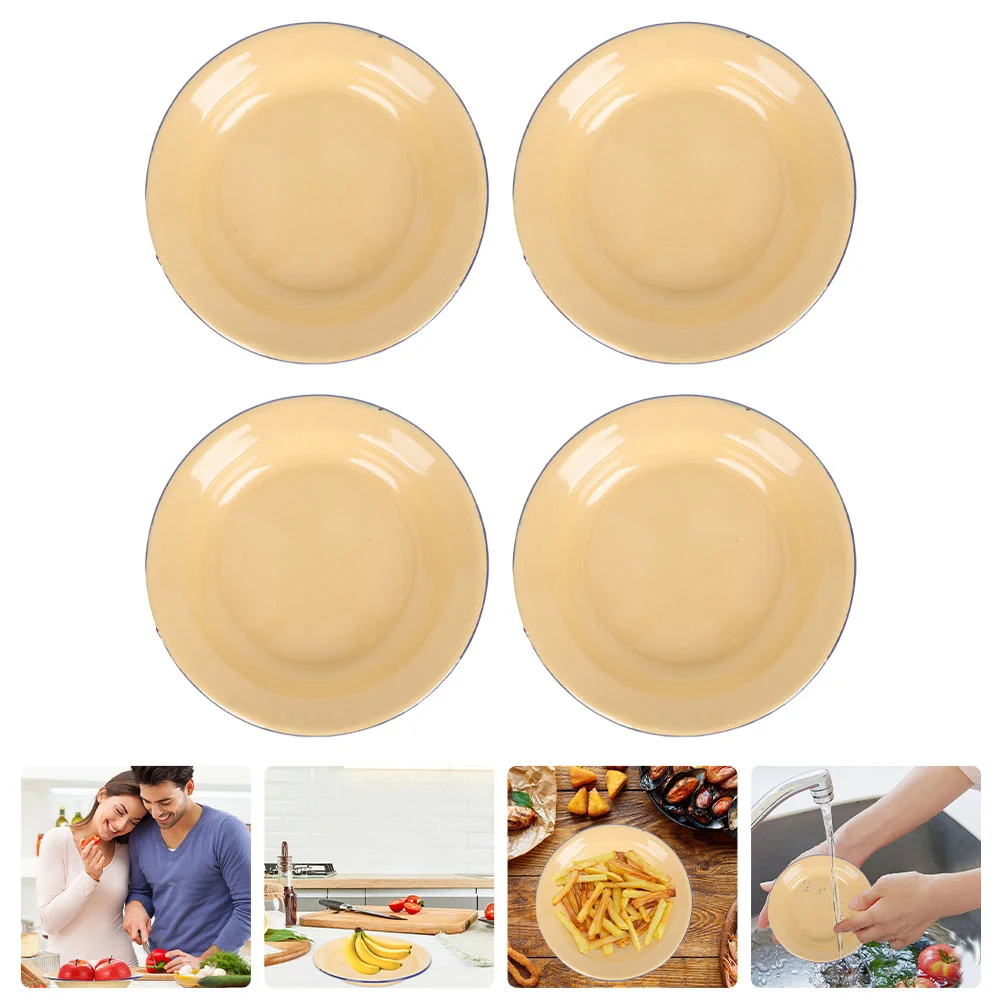 

4PCS Enamel Plates Retro Enamel Plates Enamel Food Bone Plates Fruits Plates for Camping Restaurant Picnic