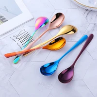 1pc gold coffee stirring spoon household dinnerware ice cream dessert spoon mirror scoop tea spoon stainless steel tableware