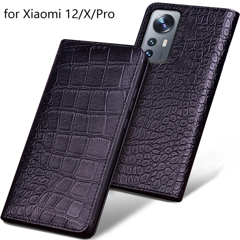 

Полностью зернистый Чехол-книжка из натуральной кожи с магнитной застежкой Чехол-подставка для Xiaomi 12 Pro 12X чехлы для телефонов Чехлы