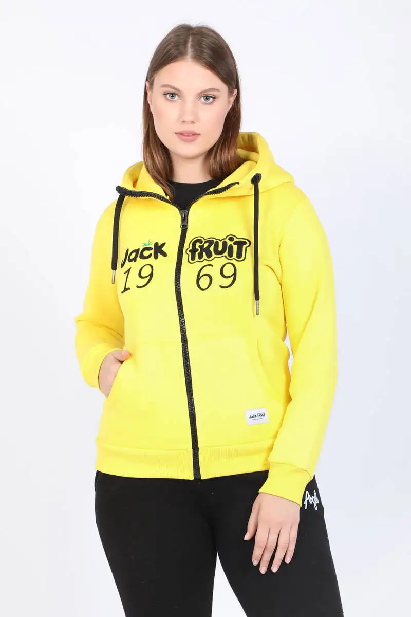 

Women's Zipper Hooded Sweatshirt Yellow