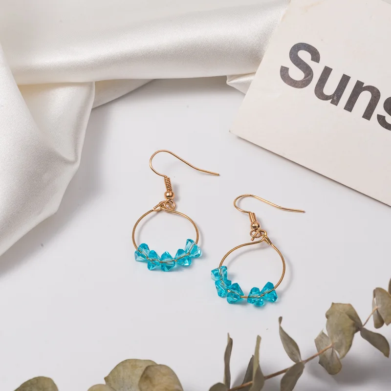 

Vintage Crystal Beads Geometric Drop Earrings for Women Hook Jewelry Circle Tassel Wedding Party Girl Gift Fashion Accessories