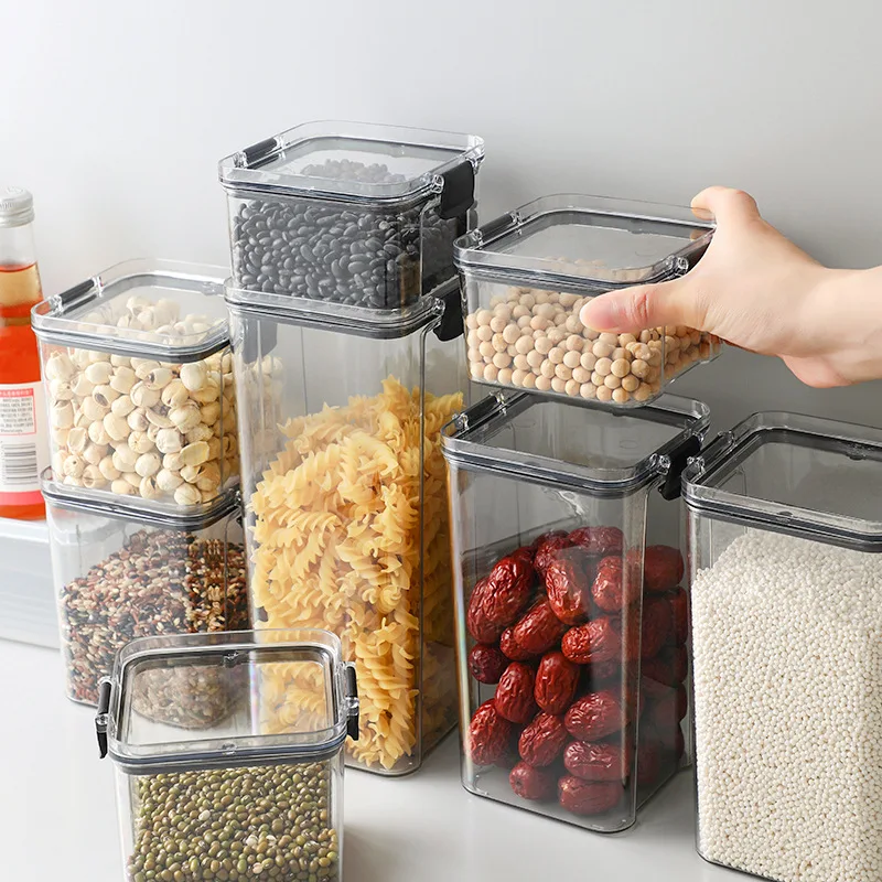 

460-1800ml Stackable Kitchen Sealed Jar Plastic Food Storage Box Multigrain Tank Bottle Dried Fruit Tea Storage Containers