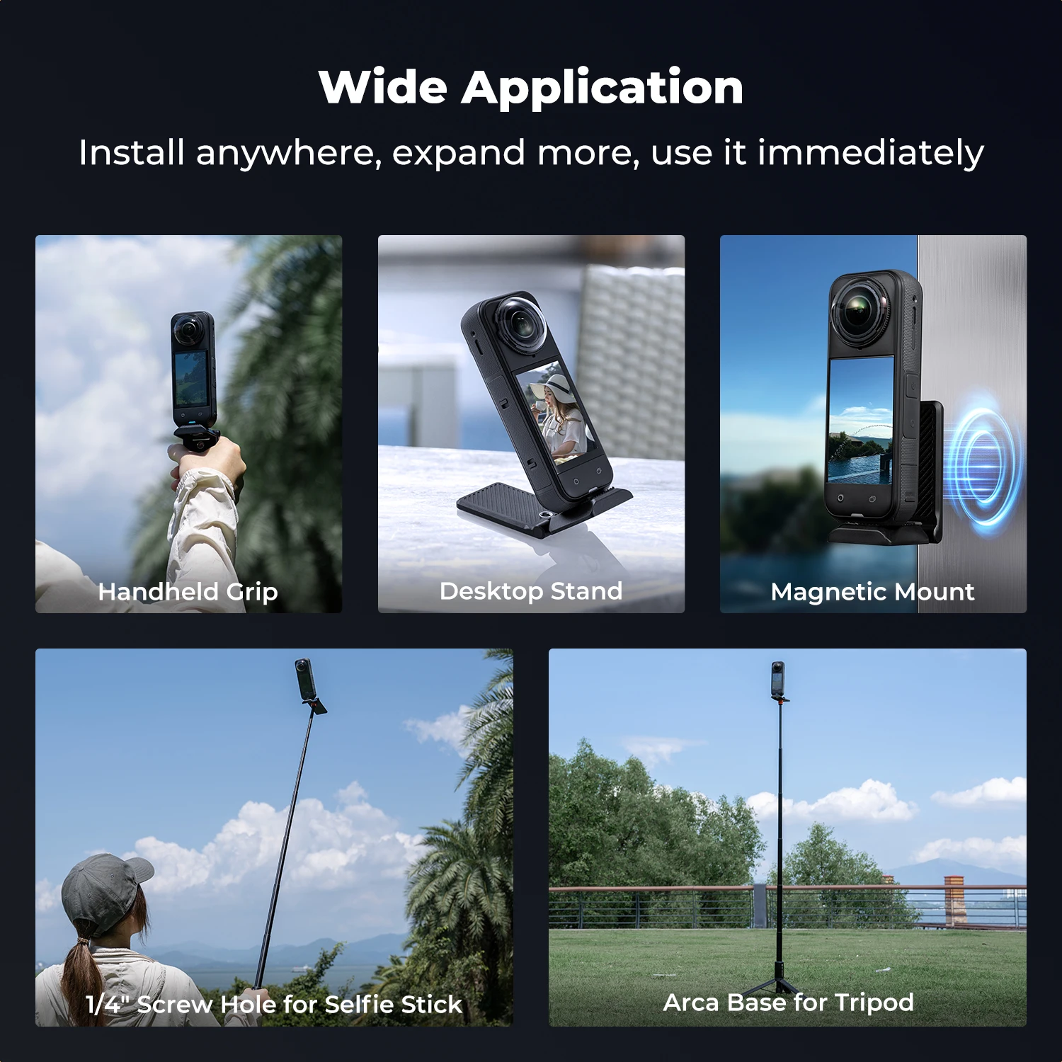 Фото Магнитное крепление K&F Concept, подходит для Insta360 X5, быстрая установка, металлическое основание, безопасное крепление, портативный аксессуар для стрельбы №3