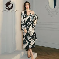 flame of dream sleepwear set silk night dress set nightgown kimono satin homewear women night robe set 22765