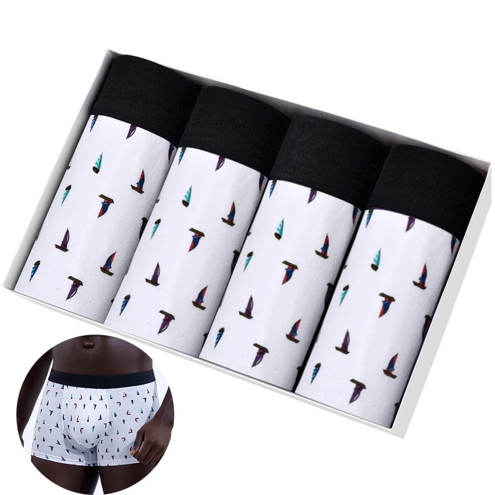 

4Pcs Print Boxers Cotton Men's Panties Homme Boxer Shorts Mens Underpants Sexy Underwear For Man Boxershorts Large Size