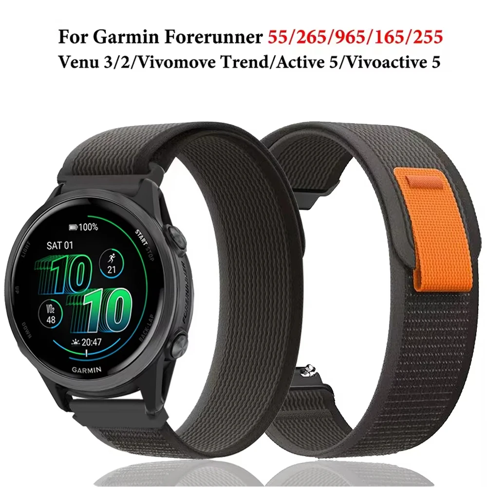 Фото Ремешок для часов Garmin Forerunner 255 55 245M, ремешок 22 мм, 20 мм, Vivoactive 3 4 5/Venu 2 Plus/Venu 3/Forerunner 158 265 965 №1