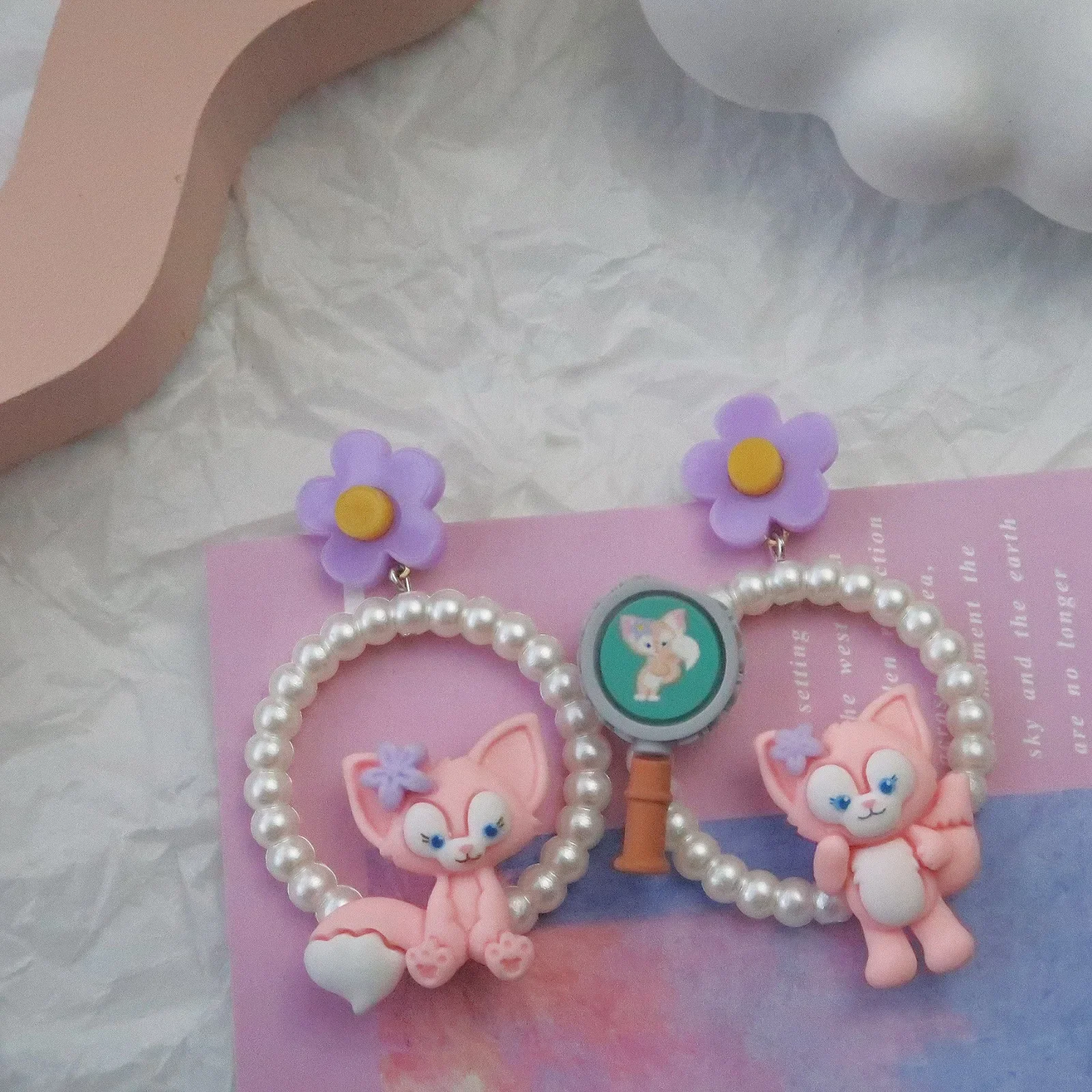 Серьги-гвоздики с персонажем мультфильма Lina Bell трехмерные бусины серьги из смолы