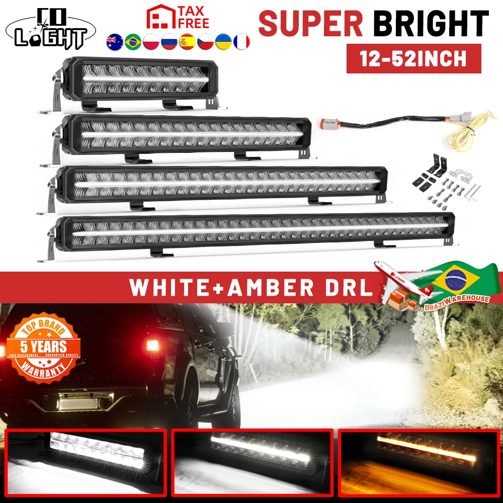 CO светильник 12 22 32 42 52 дюйма светодиодный Bar с белым янтарным DRL внедорожник