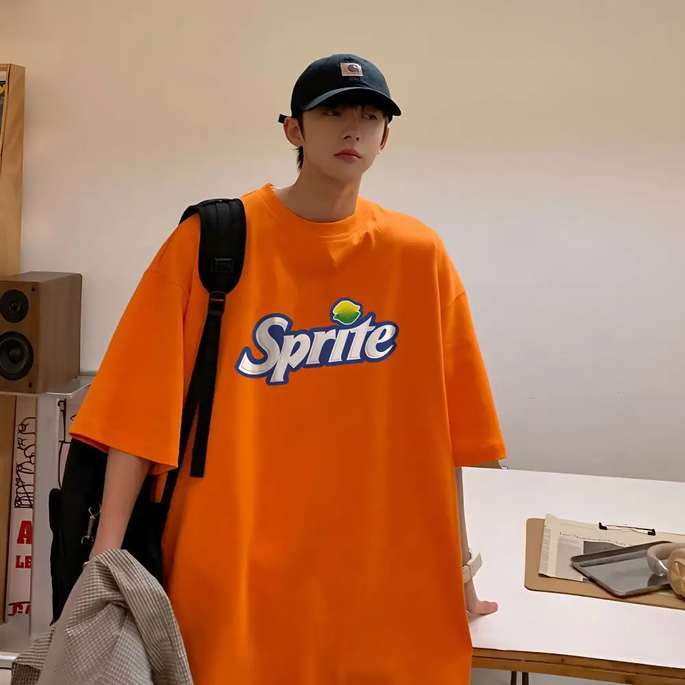 

Men pure cotton short sleeved t shirt ins trend Korean version loose casual clothes trendy brand t-shirt men clothing y2k top