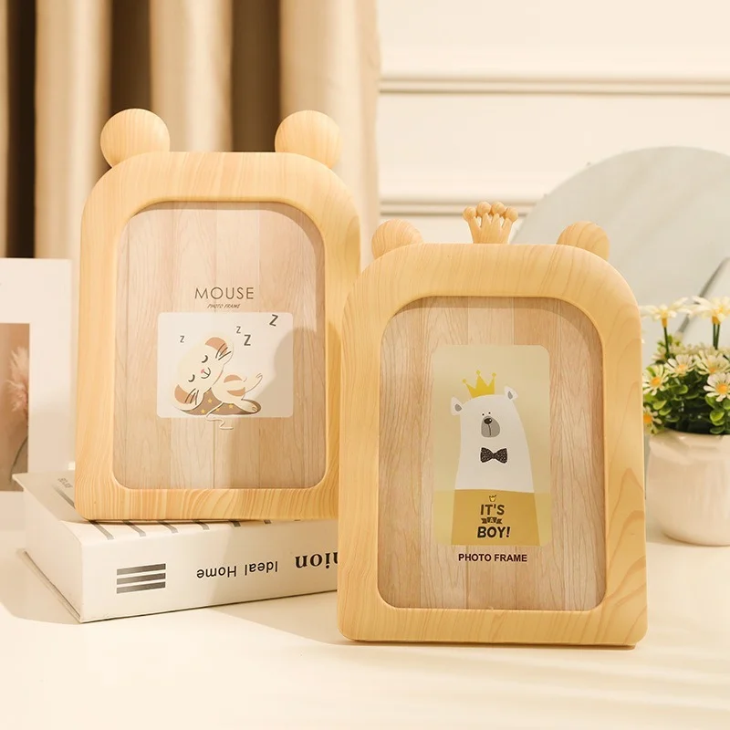 

Cadre Photo Vintage Photo Frame Home Decor Retro Wooden Children Cartoon Recommendation Pictures Frames Gift Baby Room Decor