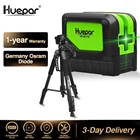 Лазерный уровень Huepar, зеленый луч, 2 поперечные линии, 2 точки, профессиональный, 180 градусов, самонивелирующийся + Регулируемый лазерный уровень Huepar, тренога