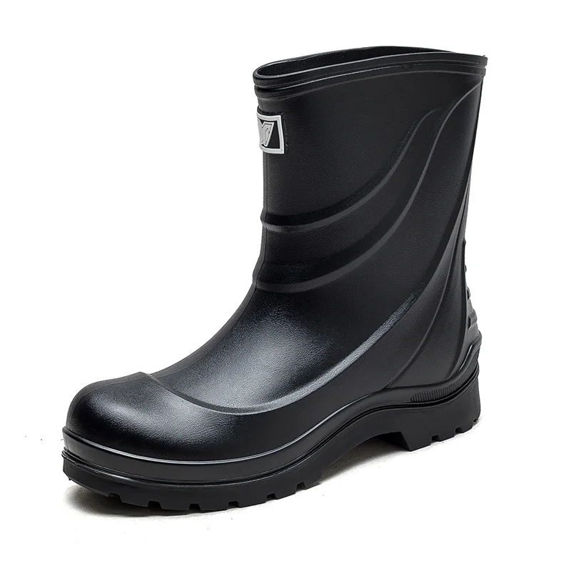 Новые мужские модные сапоги до середины икры из ПВХ водонепроницаемые для