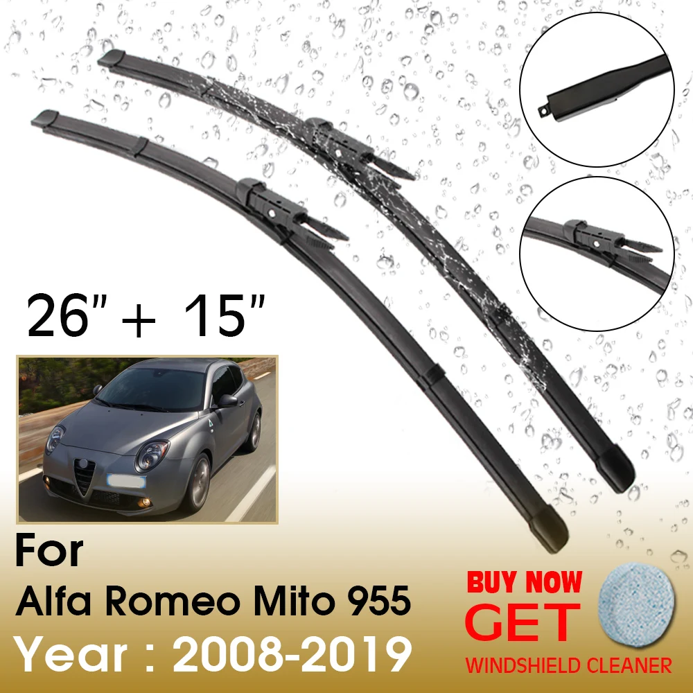 

Car Wiper Blade For Alfa Romeo Mito 955 26"+15" 2008-2019 Front Window Washer Windscreen Windshield Wipers Blades Accessories