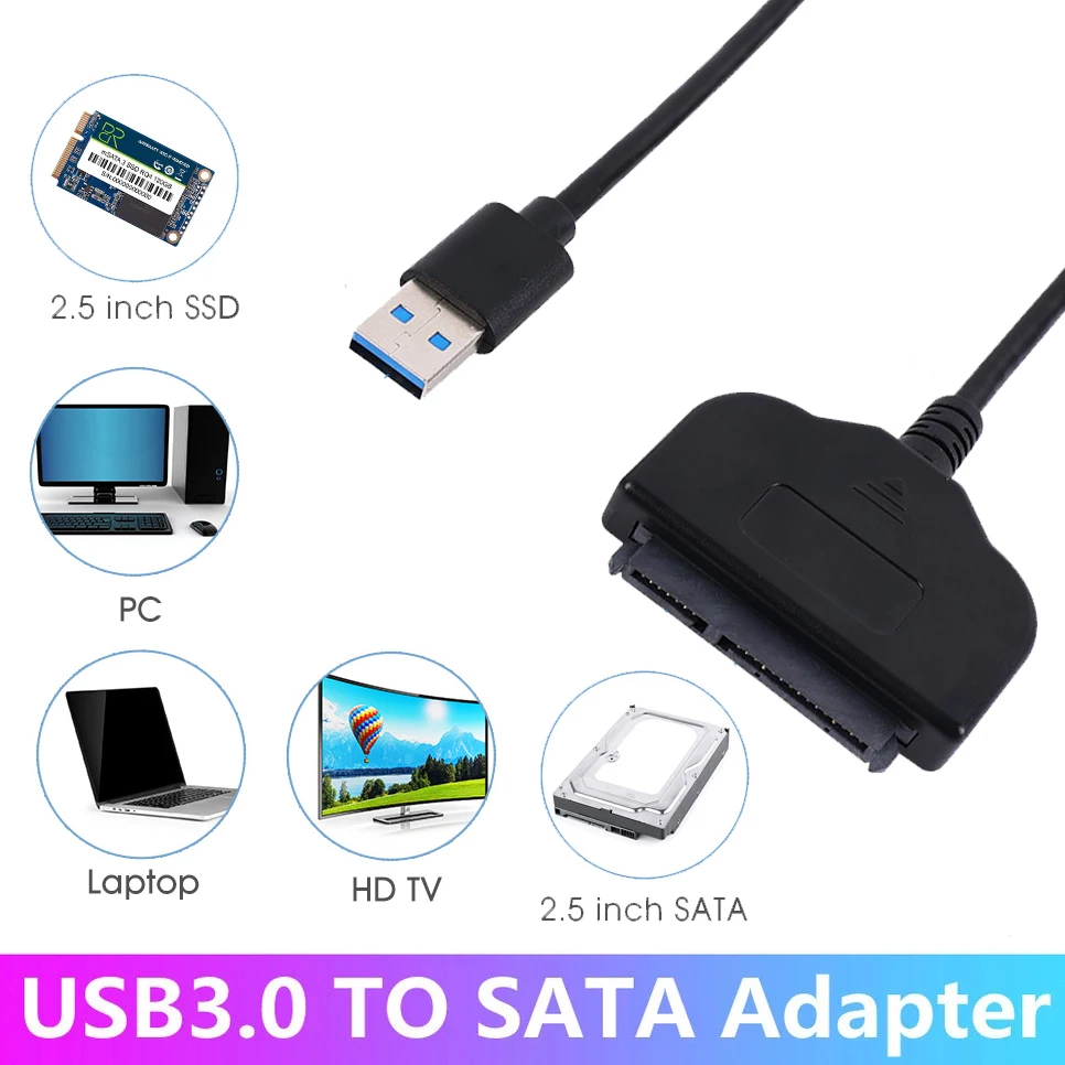 

USB 3.0 To SATA Hard Disk Adapter Cable for 2.5Inch External SSD Hard Drives USB3.0 To SATA Easy Drive Wire Data Transmission