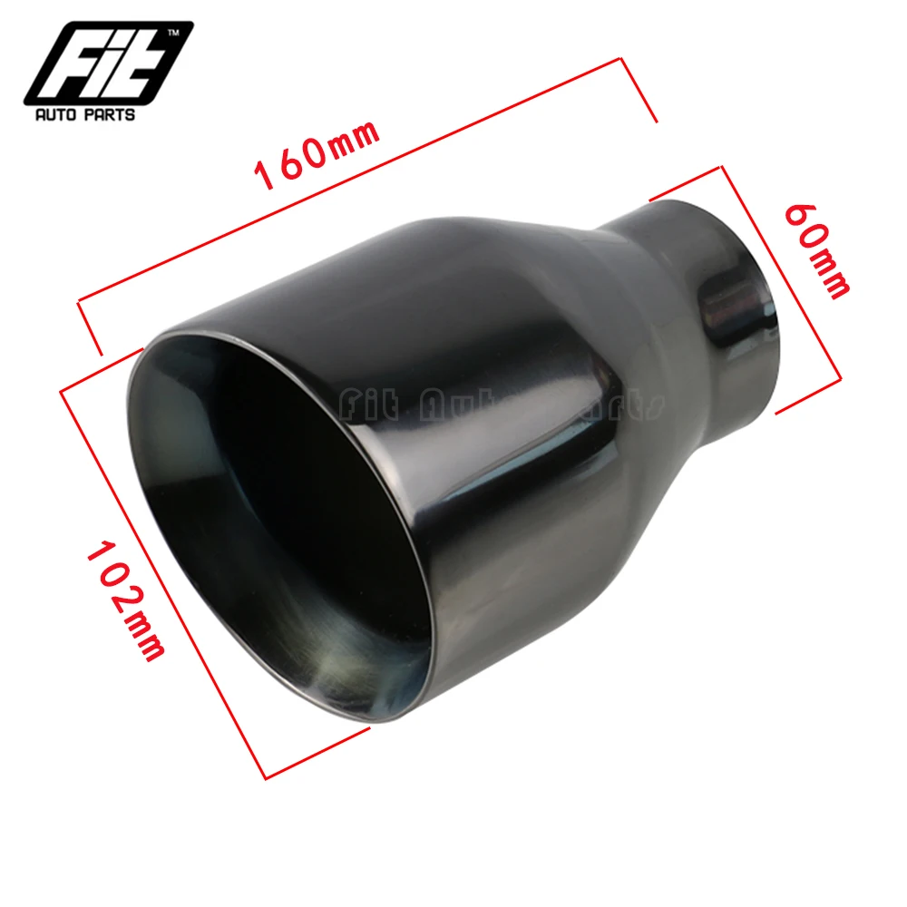 

1 PCS Car Exhaust End Tip 51mm 60mm Inlet 102mm Outlet Universal Stainless Steel Auto Muffler Tail Pipe