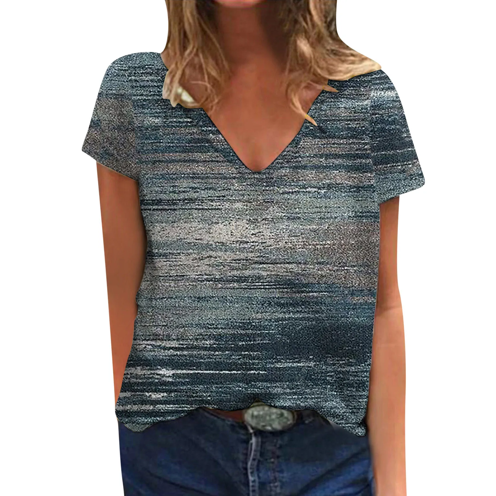 

Loose Tunic For Womens Casual Summer Tops Floral Short Sleeve Round Neck Tee T Shirt Flower Printed Loose Blouse