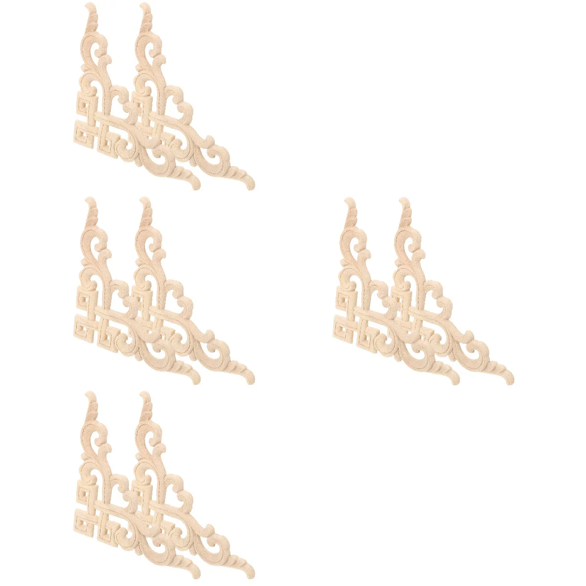 

8 Pcs Wood Appliques Decorative Wood Appliques Furniture DIY Wood Carved Onlays