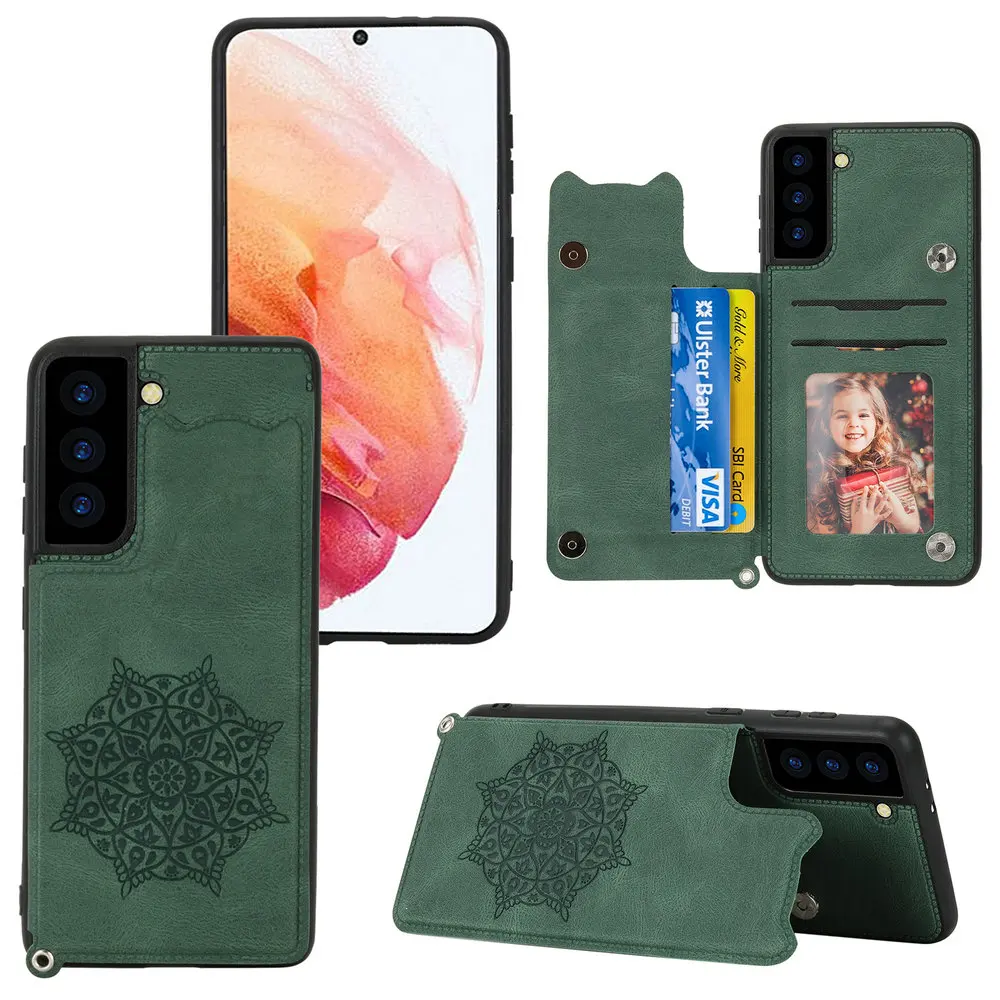 

For Samsung Galaxy S22 Ultra S21 FE S20 Case 3D Mandala Luxury Flip Leather Holder Back Cover For Samsung S22 S20 S21 Ultra Bags