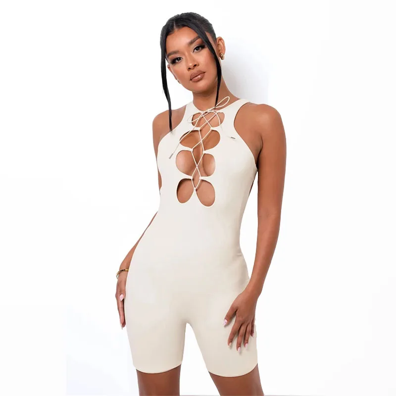 

Balogun Summer Sexy Romper Women Sleeveless Hollow Out Bandage Rompers Womens Jumpsuits One Piece Outfits Bodycon Rompers 2022